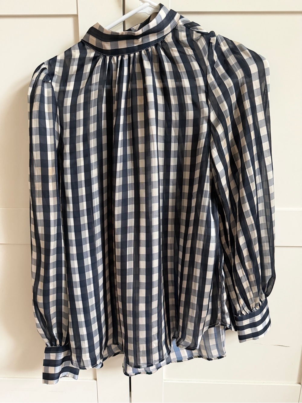 H&M Black & White Gingham Long-Sleeve Blouse S